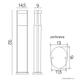 Lampa ogrodowa stojąca 1x E27 92cm - ELIS TO 3902-H 919 BL - rysunek techniczny