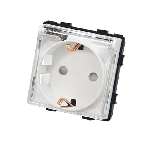 Moduł gniazda elektrycznego schuko z klapką 16A biały - TM6242W - TOUCHME