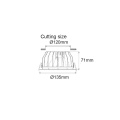 Oprawa sufitowa downlight LED 10W COB 120lm/W - VT-26101 - Rysunek techniczny