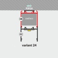 Profil aluminiowy LED VARIO30 - wariant 24 - surowy z kloszem - przekrój montażu