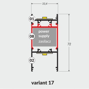 Profil aluminiowy LED VARIO30 - wariant 17 - biały malowany z kloszem
