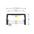 Profil aluminiowy LED UNI14 anodowany z kloszem - wymiary