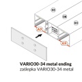 Profil aluminiowy LED VARIO30 - wariant 34 - surowy z kloszem - montaż zaślepki VARIO30-34 z kloszem "A9" wsuwanym