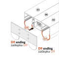 Profil aluminiowy LED VARIO30 - wariant 34 - surowy z kloszem - montaż zaślepki VARIO30-34 z kloszem "D9" zatrzaskowym