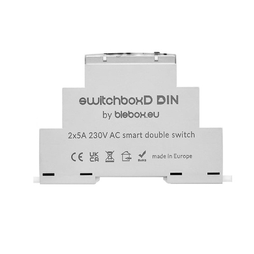 Bezprzewodowy podwójny włącznik oświetlenia Wi-Fi na szynę DIN - 230VAC/10A - SwitchBoxDDIN