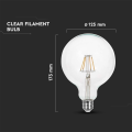 Żarówka LED dekoracyjna E27 G125 12W 3000K Filament - VT-2143