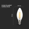 Żarówka LED dekoracyjna E14 C30 4W 3000K Filament - ściemnialna - VT-1985D
