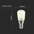 Żarówka LED dekoracyjna E14 ST26 2W 3000K Filament - VT-1952