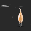 Żarówka LED dekoracyjna E14 C30 4W 2200K Filament - VT-1949