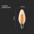 Żarówka LED dekoracyjna E14 C30 4W 2200K Filament - VT-1955