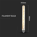 Żarówka LED dekoracyjna E27 T30 7W 2200K Filament - VT-2008