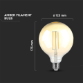 Żarówka LED dekoracyjna E27 G125 8W 2200K Filament - ściemnialna - VT-2018D