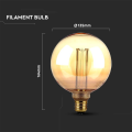 Żarówka LED dekoracyjna E27 G125 4W 1800K Filament - VT-2195