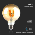 Żarówka LED dekoracyjna E27 G95 8W 2200K Filament - VT-2019
