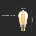 Żarówka LED dekoracyjna E27 ST64 4W 1800K Filament - VT-2185