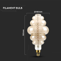 Żarówka LED dekoracyjna E27 S200 8W 1800K Filament - ściemnialna - VT-2188D