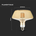 Żarówka LED dekoracyjna E27 T180 8W 1800K Filament - VT-2308