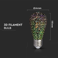 Żarówka LED dekoracyjna E27 ST64 3W 3000K Filament 3D - VT-2223