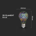 Żarówka LED dekoracyjna E27 A60 3W 3000K Filament 3D - VT-2203
