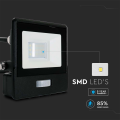 Naświetlacz LED z czujnikiem ruchu - 50W 80lm/W czarny - VT-158S-1-B