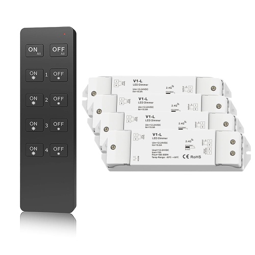Ściemniacz LED Skydance - Mono - 4 strefowy - Pilot + odbiorniki - zestaw