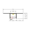 Profil aluminiowy LED PLANE14 IN anodowany z kloszem - wymiary