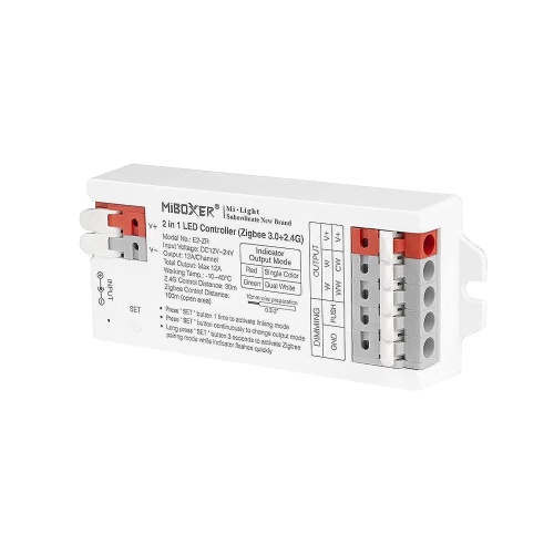 Odbiornik LED 2w1 - MONO / CCT - 12-24V 12A - Zigbee 3.0 + 2,4Ghz - E2-ZR