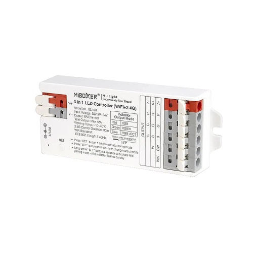 Odbiornik LED 3w1 - RGB / RGB+W / RGB+CCT - 12-24V 12A - Zigbee 3.0 + 2,4Ghz - E3-ZR