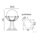 Lampa ogrodowa stojąca 1x E27 39cm - KULE Z KOSZYKIEM 200 K 4011/1/KPO - rysunek techniczny