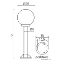 Lampa ogrodowa stojąca 1x E27 75cm - KULE K 5002/3/K 250 - rysunek techniczny