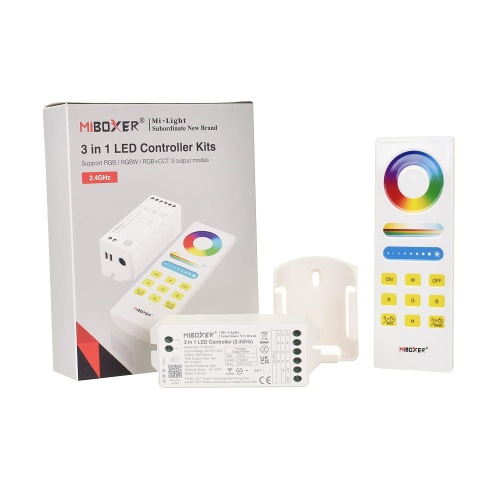 Sterownik LED - RGB /RGB+W /RGB+CCT - 1 strefowy - Pilot z uchwytem + odbiornik - zestaw