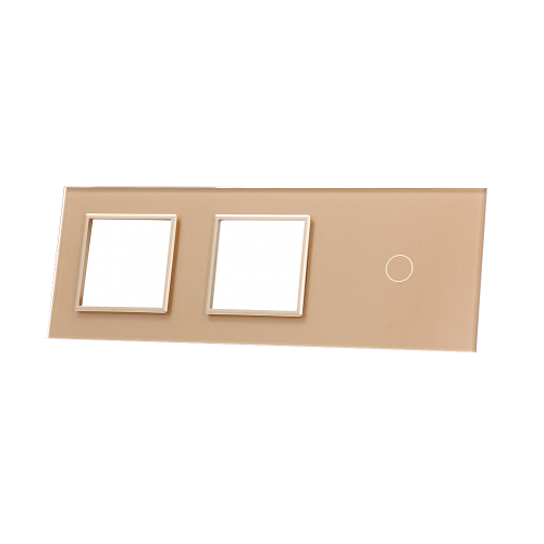 Szklany panel dotykowy potrójny szampański - 1-sekcyjny + 2 gniazda - 701GG-63 - LIVOLO