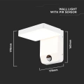 Lampa elewacyjna LED 17W z czujnikiem ruchu - biała - VT-11020S-SQ-W