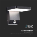 Lampa elewacyjna LED 17W z czujnikiem ruchu - czarna - VT-11020S-SQ-B