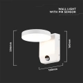 Lampa elewacyjna LED 17W z czujnikiem ruchu - biała - VT-11020S-RD-W