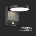 Lampa elewacyjna LED 17W z czujnikiem ruchu - czarna - VT-11020S-RD-B