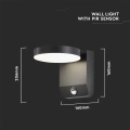 Lampa elewacyjna LED 17W z czujnikiem ruchu - czarna - VT-11020S-RD-B