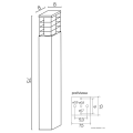 Lampa ogrodowa stojąca 1x E27 75cm - RADO II 1 DG - rysunek techniczny