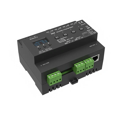 Włącznik oświetlenia 230VAC (DALI/DMX512) - 4 kanałowy 3680W - DIN OLED - DH4