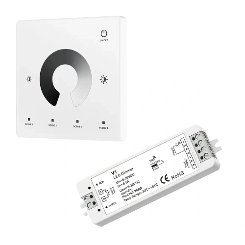 Ściemniacz LED Skydance - Mono - 1 strefowy - Panel naścienny 3V + odbiornik - biały zestaw