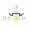 Profil aluminiowy LED STOS-ALU anodowany z kloszem - wymiary