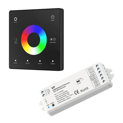 Sterownik LED Skydance - RGB / RGB+W - 1 strefowy - Panel naścienny 3V + odbiornik - czarny zestaw