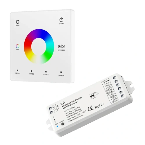 Sterownik LED Skydance - RGB / RGB+W - 1 strefowy - Panel naścienny 3V + odbiornik - biały zestaw