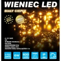 Wieniec LED 50 cm - Timer - 600 LED biały ciepły - POL-W50L600