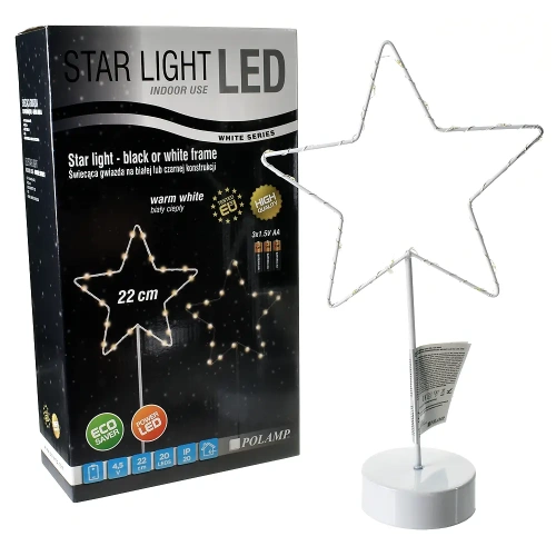 Gwiazda LED 40x22cm - 20 LED biała ciepła - POL-STAR22X30WC20L-WW