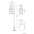 Lampa ogrodowa stojąca 1x E27 116cm - TOLEDO K 5002/2/R - rysunek techniczny