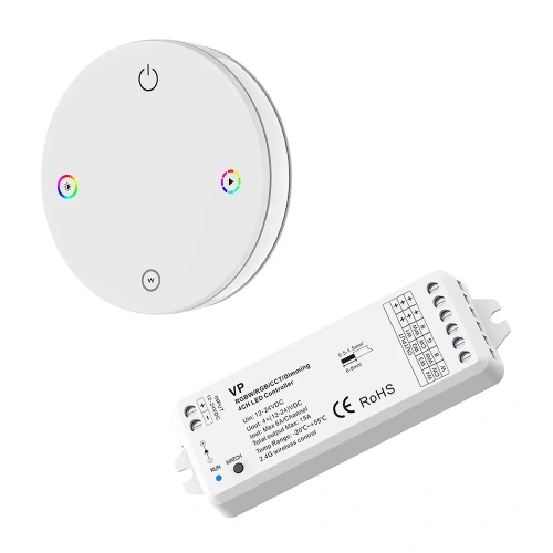 Sterownik LED Skydance - RGB / RGB+W - 1 strefowy - Okrągły panel naścienny 3V + odbiornik - zestaw