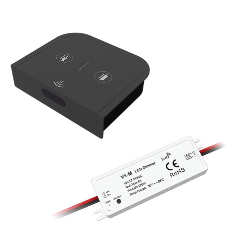 Bezprzewodowy włącznik bezdotykowy ze ściemniaczem LED do szaf - CR2450 12-24V 5A - Zestaw