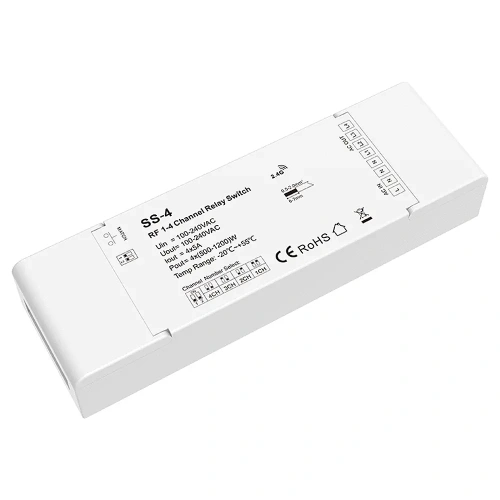 Bezprzewodowy włącznik oświetlenia - 4 kanałowy - 230VAC/4x5A - sterowanie radiowe 2,4GHz - SS-4