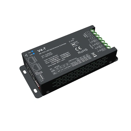 Odbiornik LED - Mono/ CCT/ RGB /RGB+W - 12-48V DC 4x8A - RJ45 DMX512 - V4-T